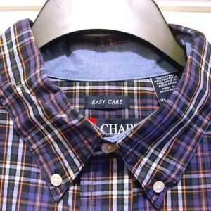Chaps LS XL Easy Care Purple Orange Black Green White